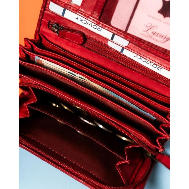 Portfel, czerwony, skórzany, Rovicky