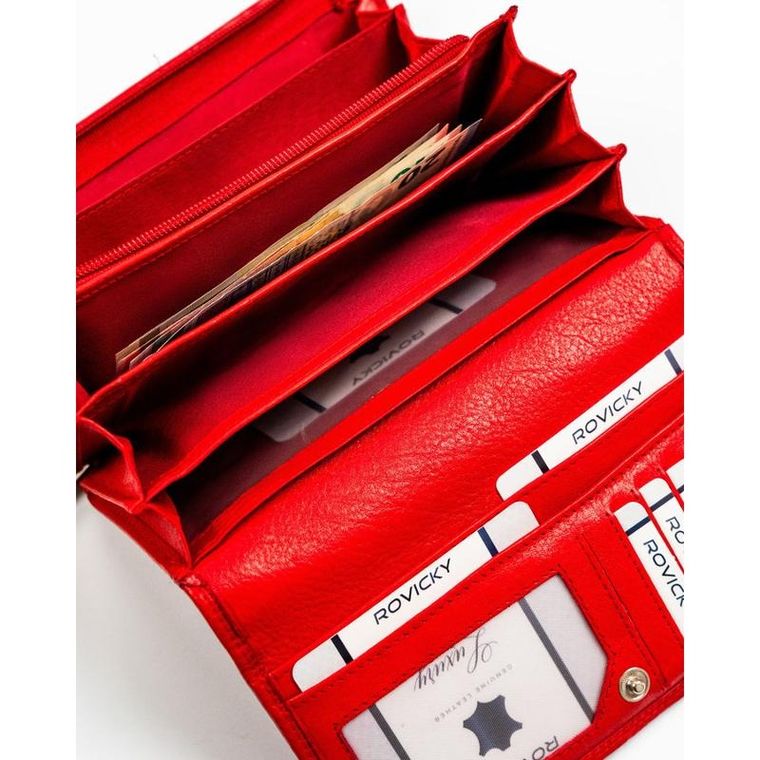 Portfel, czerwony, skórzany, Rovicky