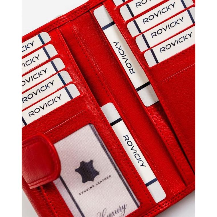 Portfel, czerwony, skórzany, Rovicky