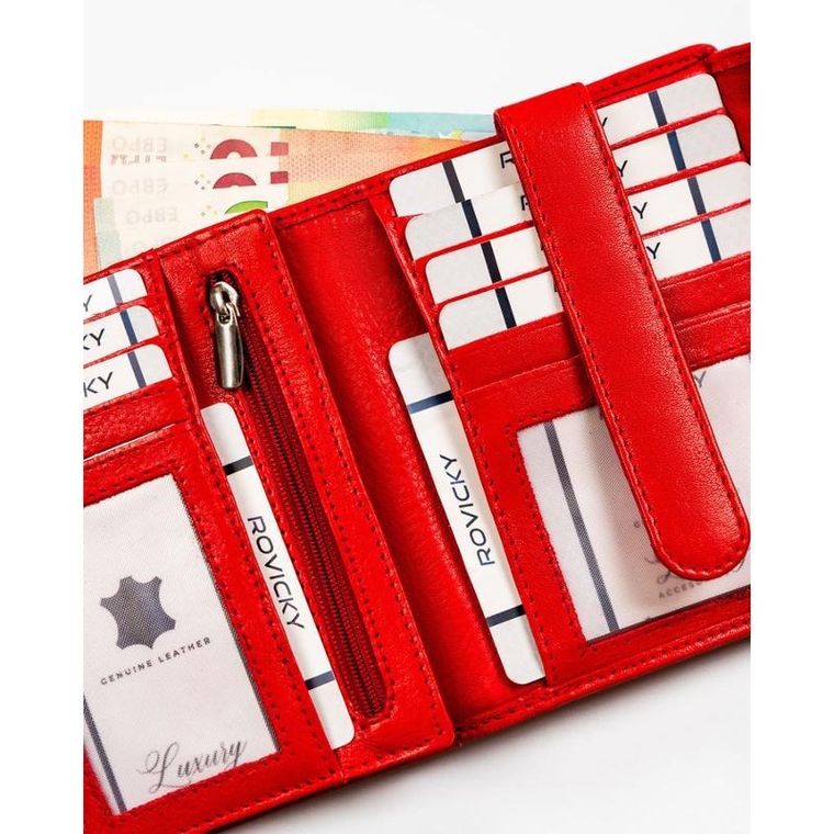 Portfel, czerwony, skórzany, Rovicky