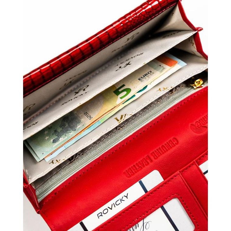 Portfel, czerwony, skórzany, Rovicky