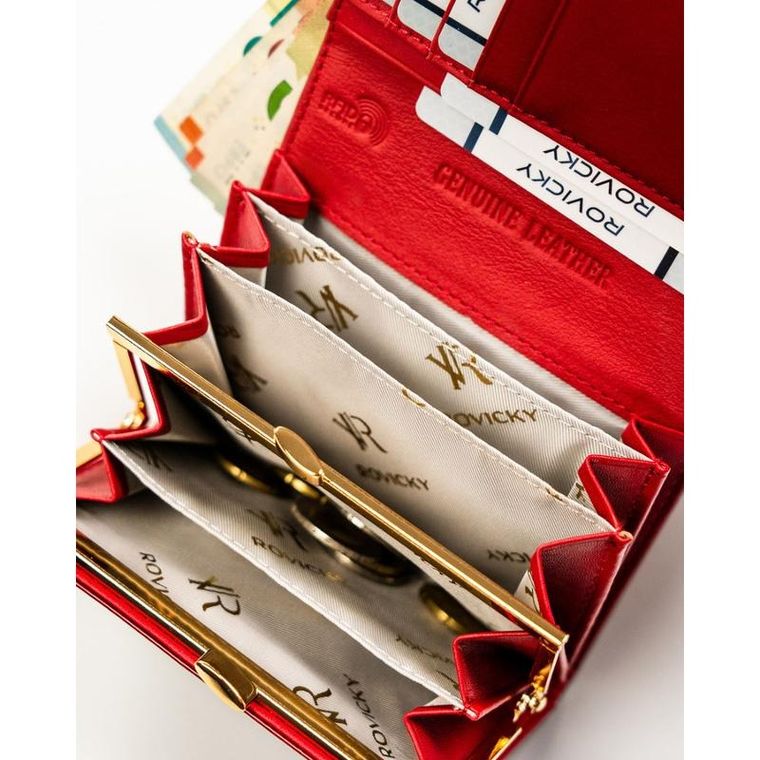 Portfel, czerwony, skórzany, Rovicky