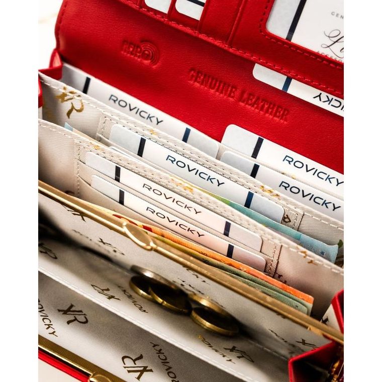 Portfel, czerwony, skórzany, Rovicky