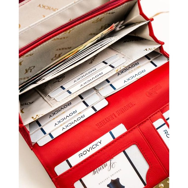 Portfel, czerwony, skórzany, Rovicky