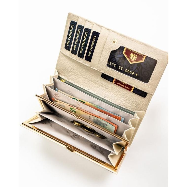 Portfel, ecru, Peterson