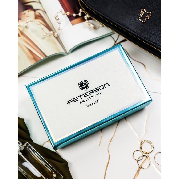 Portfel, fioletowy, skóra naturalna i ekologiczna, Peterson