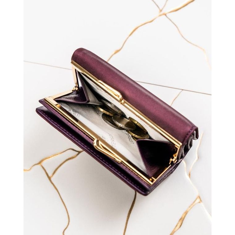 Portfel, fioletowy, skóra naturalna i ekologiczna, RFID, Peterson