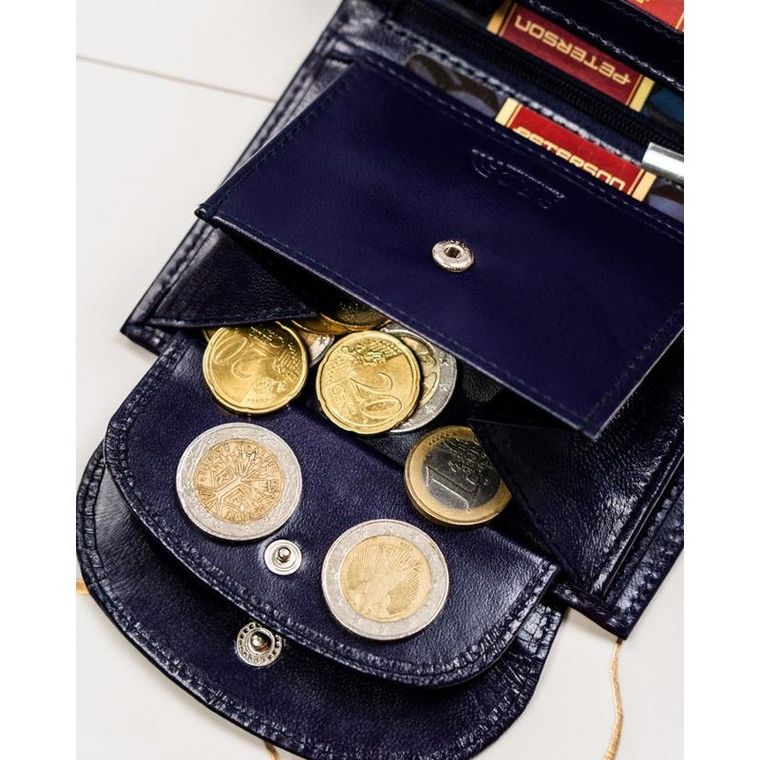 Portfel, fioletowy, skórzany, Peterson