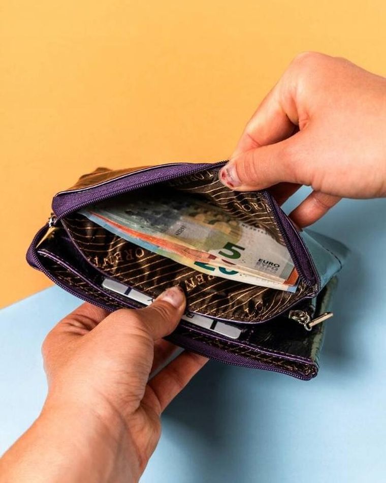 Portfel, fioletowy, skórzany, RFID, Lorenti