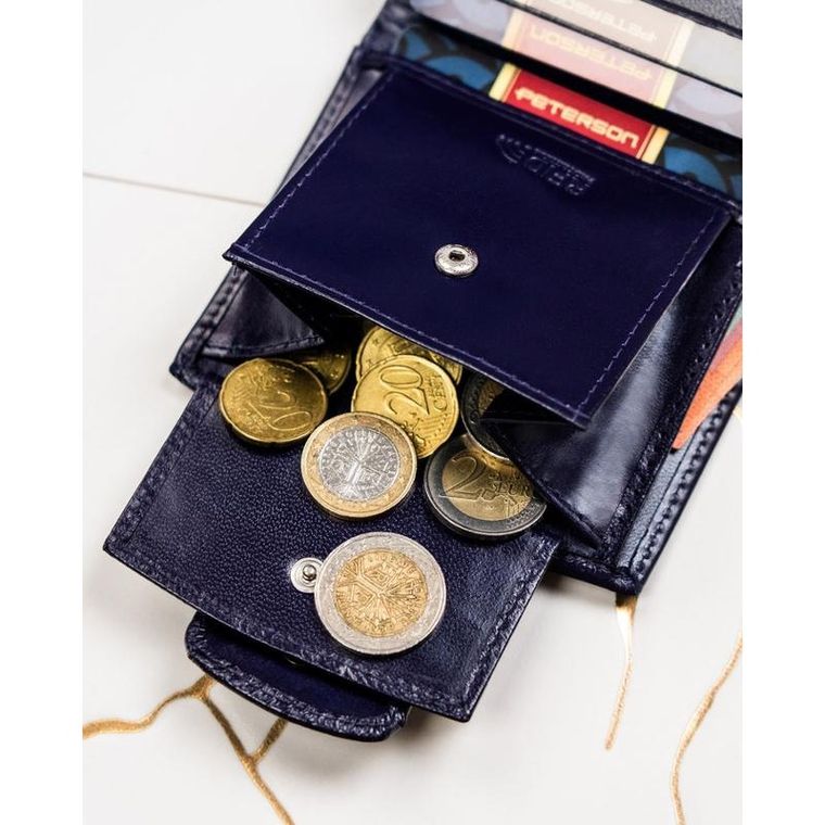 Portfel, fioletowy, skórzany, RFID, Peterson