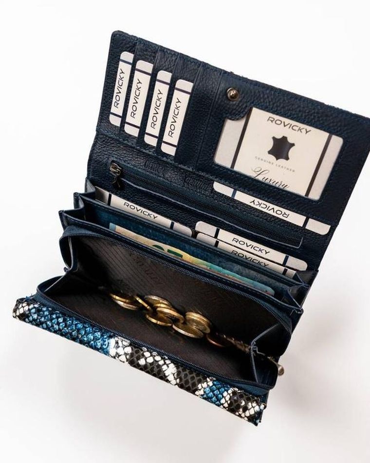 Portfel, granatowy, skóra ekologiczna, Cavaldi