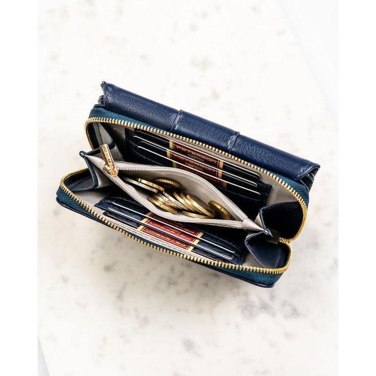 Portfel, granatowy, skóra ekologiczna, Peterson