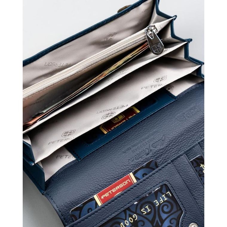Portfel, granatowy, skóra ekologiczna, Peterson