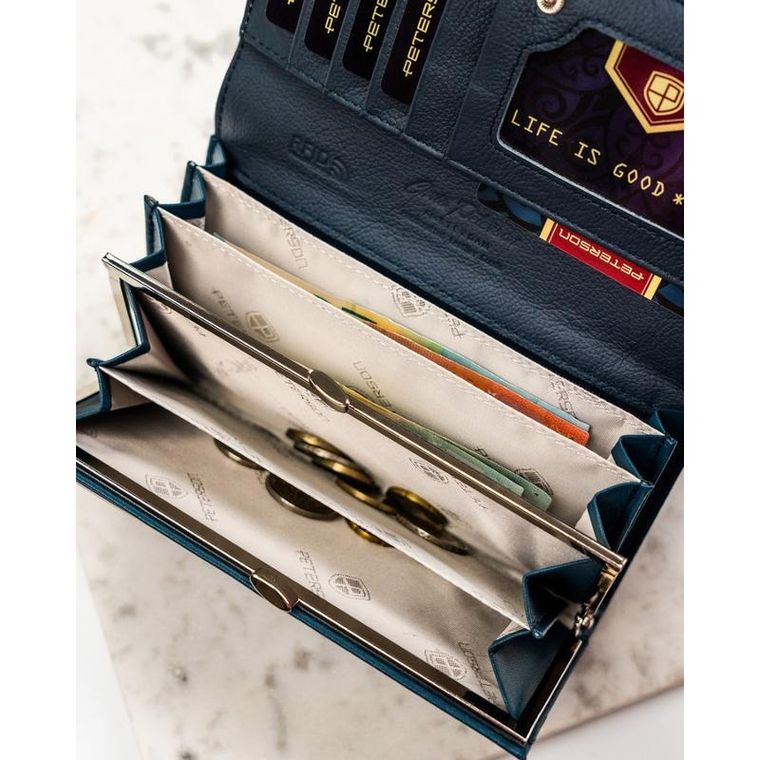 Portfel, granatowy, skóra ekologiczna, Peterson