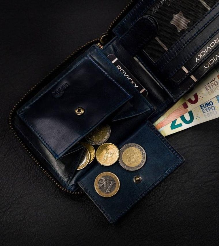 Portfel, granatowy, skórzany, Always Wild