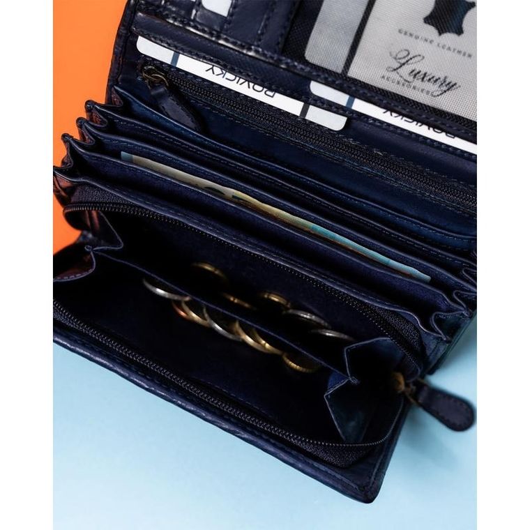 Portfel, granatowy, skórzany, Rovicky