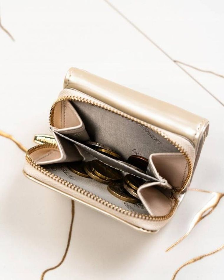 Portfel, kremowy, skóra ekologiczna, Peterson