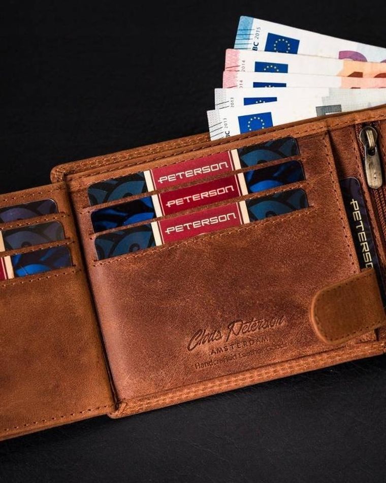 Portfel męski bez zapięcia ze skóry nubukowej, Peterson