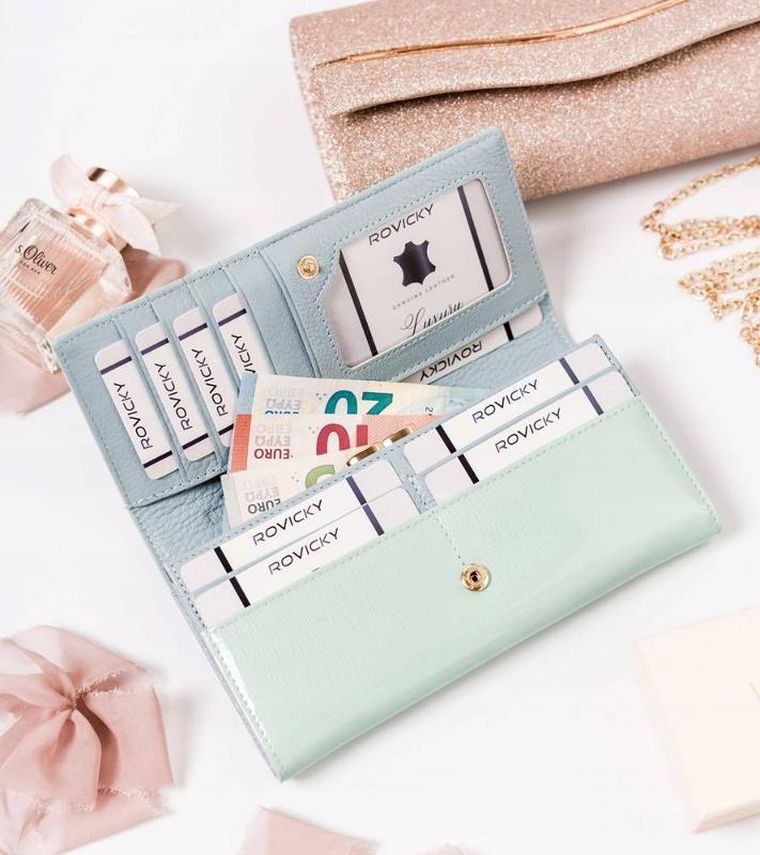 Portfel, miętowy, skórzany, Lorenti