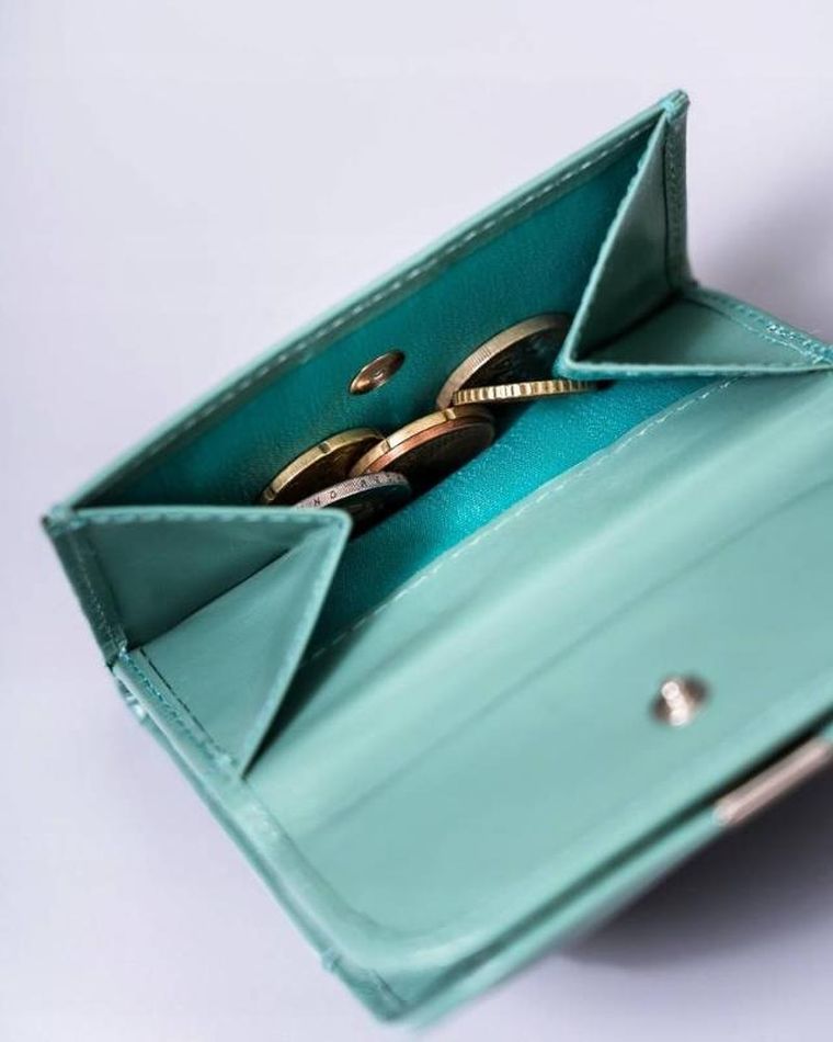 Portfel, miętowy, skórzany, Peterson