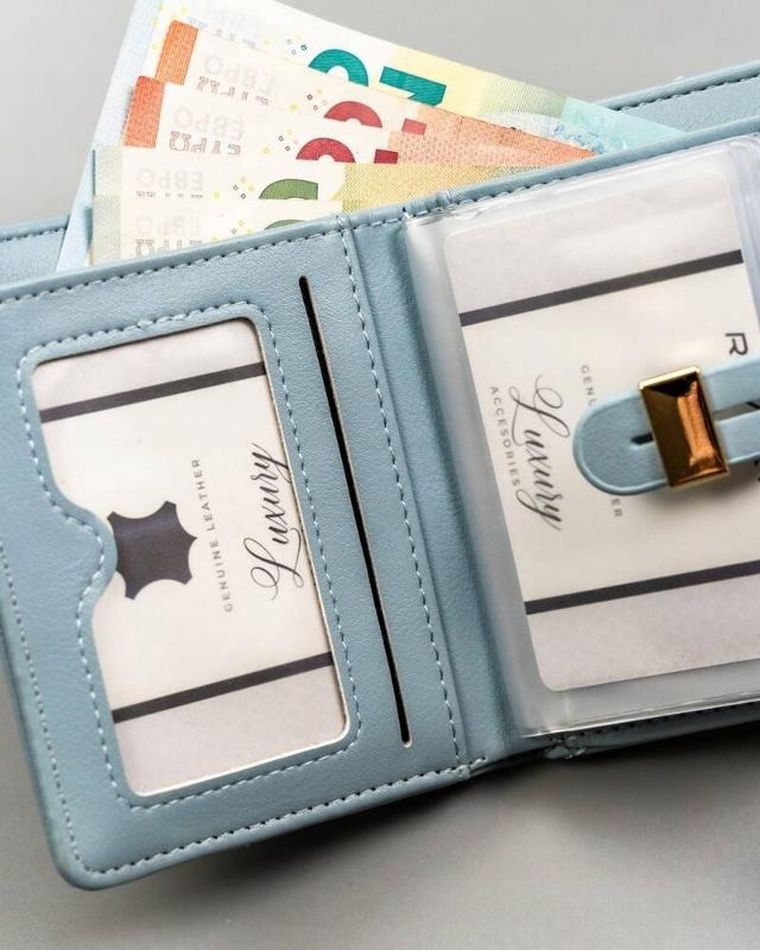 Portfel, niebieski, skóra ekologiczna, Cavaldi