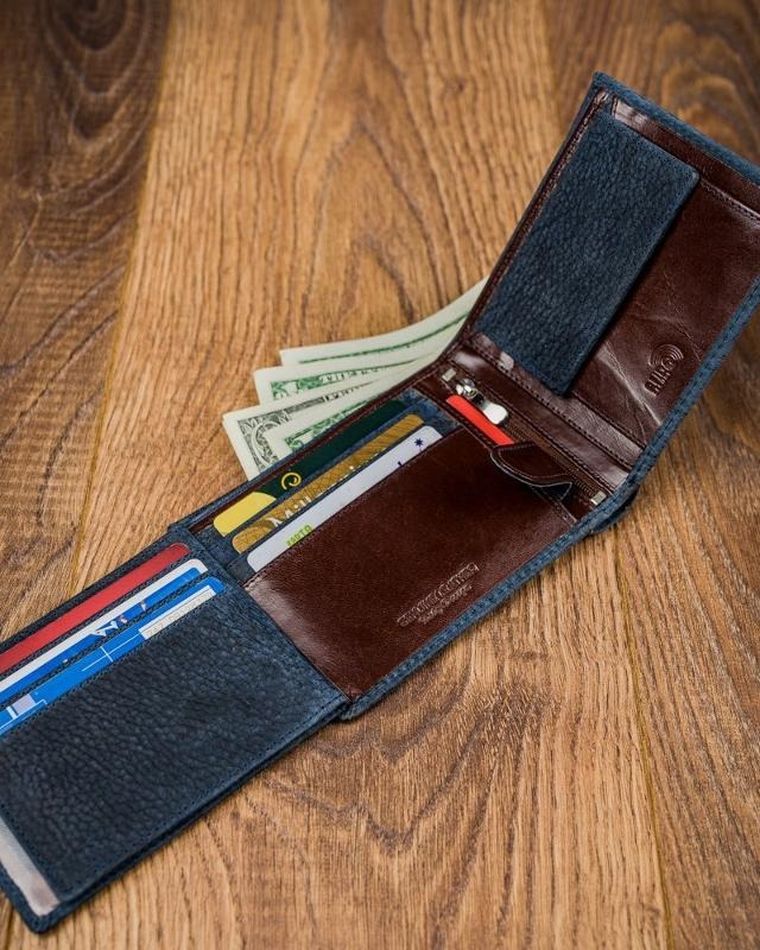 Portfel, niebieski, skórzany, Forever Young