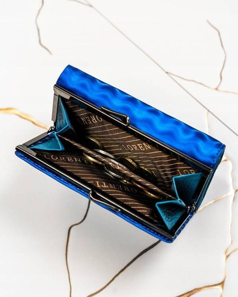 Portfel, niebieski, skórzany, Lorenti