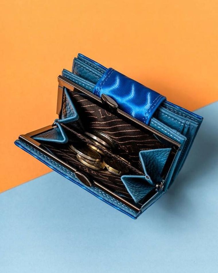 Portfel, niebieski, skórzany, Lorenti