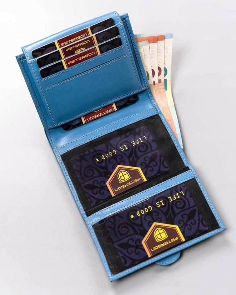 Portfel, niebieski, skórzany, Peterson