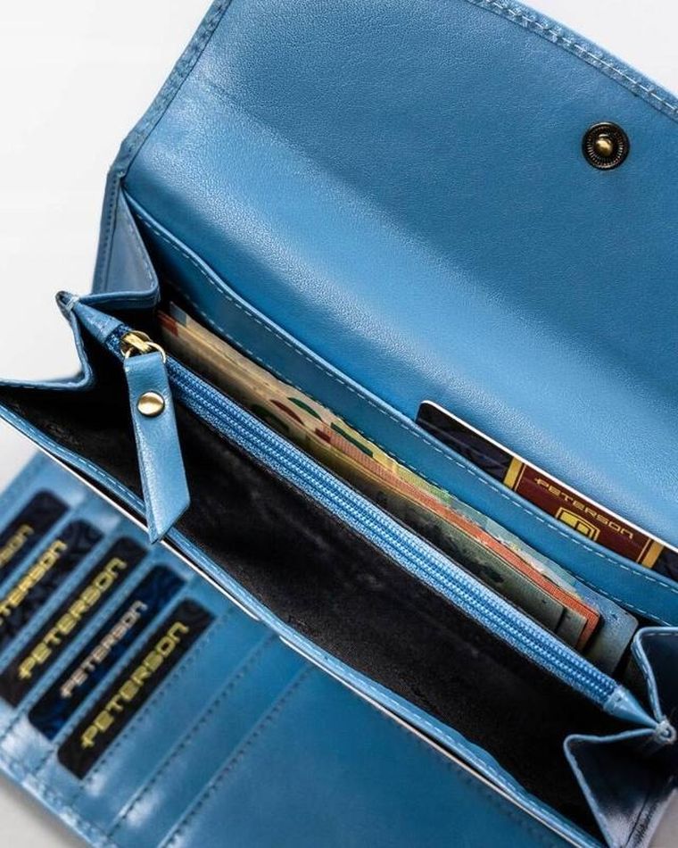 Portfel, niebieski, skórzany, Peterson