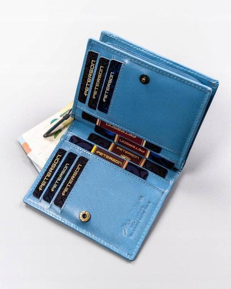 Portfel, niebieski, skórzany, Peterson