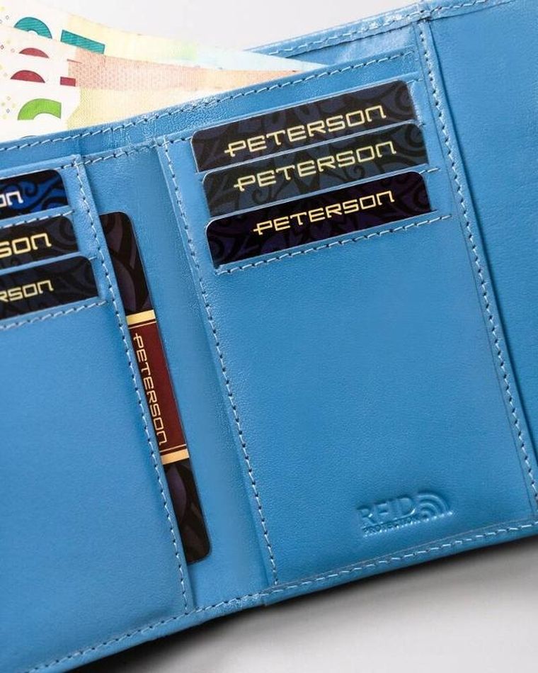 Portfel, niebieski, skórzany, Peterson