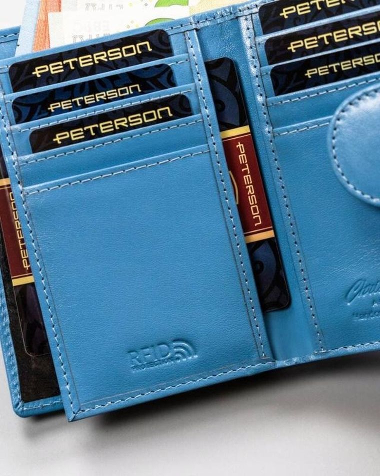 Portfel, niebieski, skórzany, Peterson