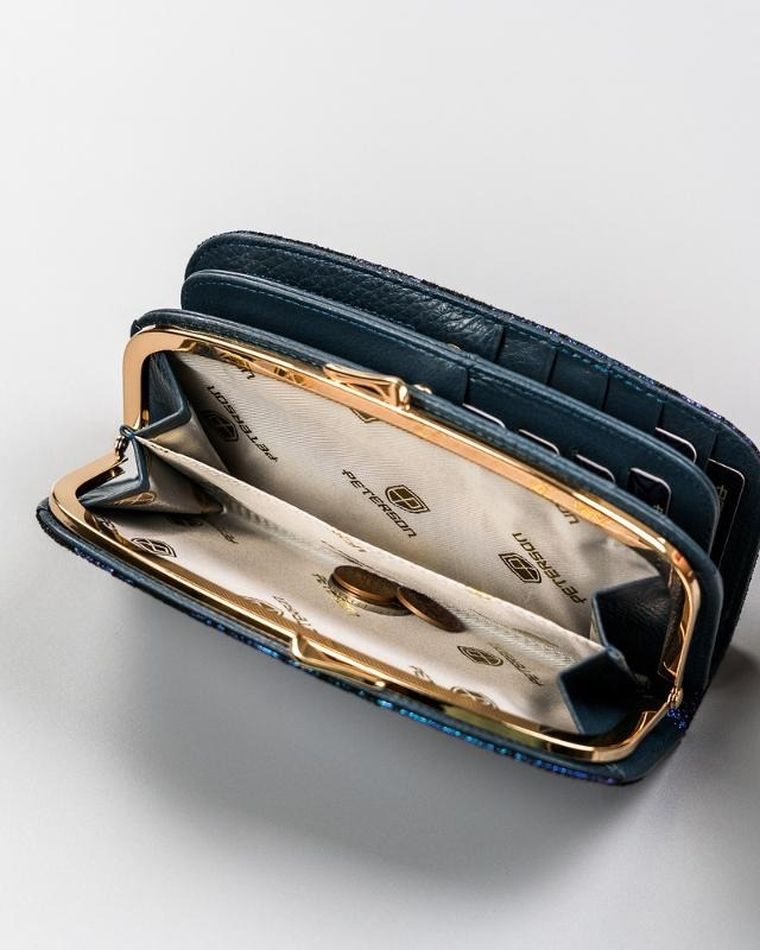 Portfel, niebieski, skórzany, Peterson