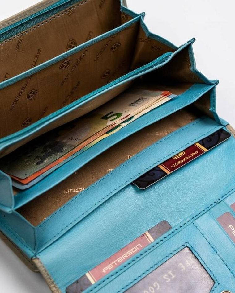 Portfel, niebieski, skórzany, Peterson