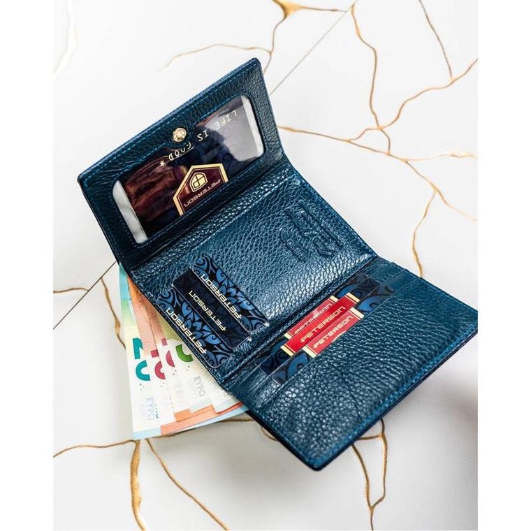 Portfel, niebieski, skórzany, Peterson