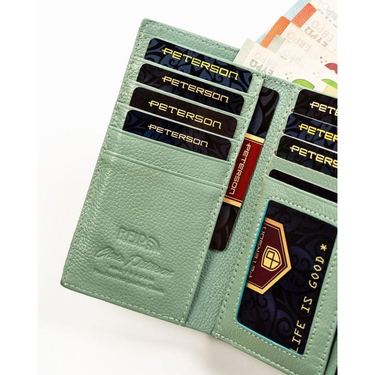 Portfel, niebieski, skórzany, Peterson