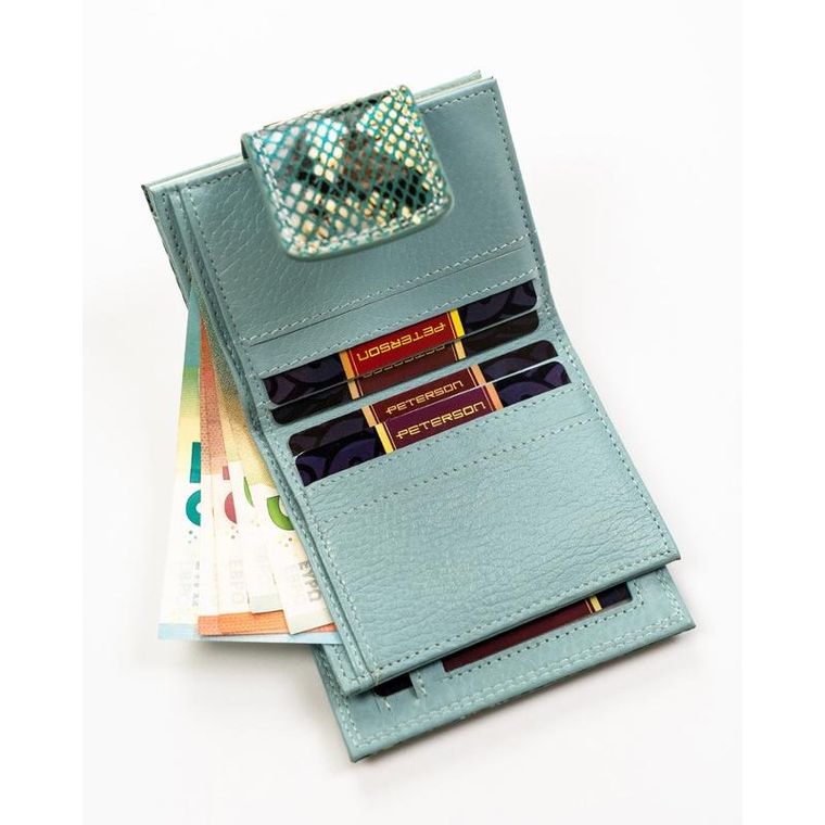 Portfel, niebieski, skórzany, RFID, Peterson