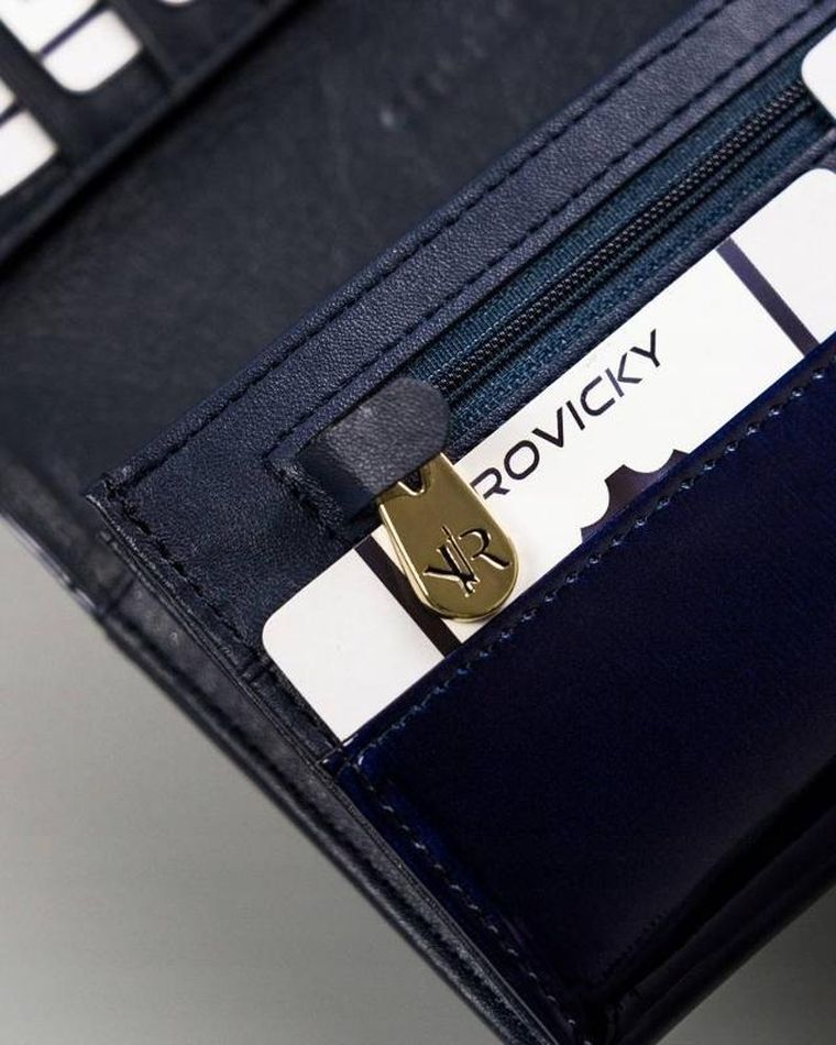 Portfel, niebieski, skórzany, Rovicky