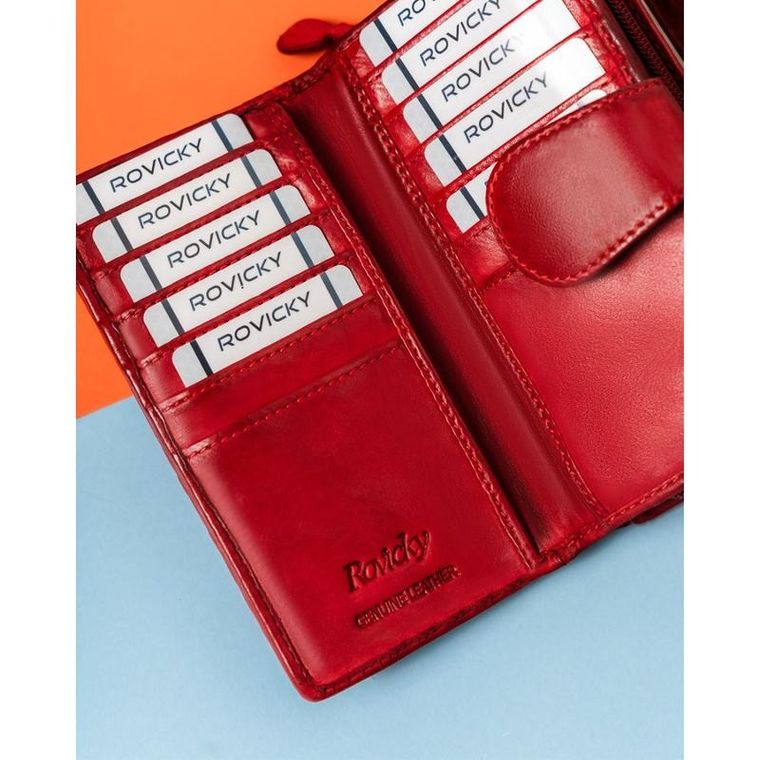 Portfel, pomarańczowy, skórzany, RFID, Rovicky