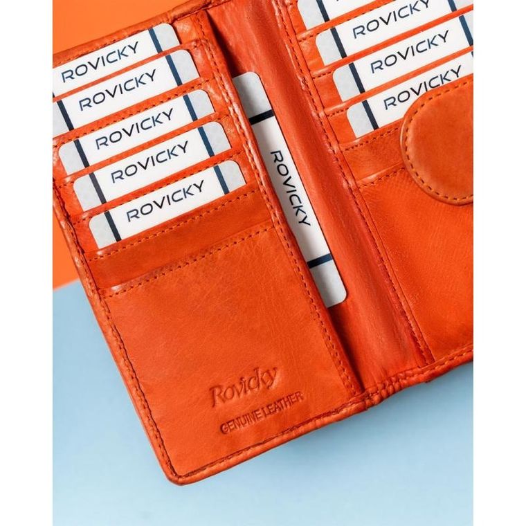 Portfel, pomarańczowy, skórzany, Rovicky
