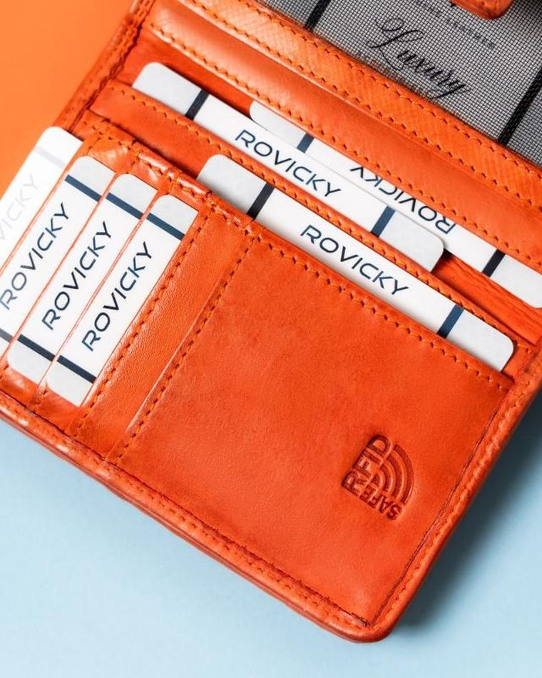 Portfel, pomarańczowy, skórzany, Rovicky