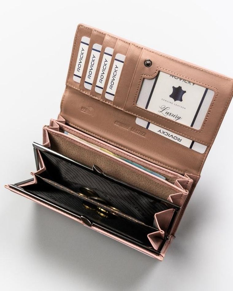 Portfel, różowy, skóra ekologiczna, Rovicky