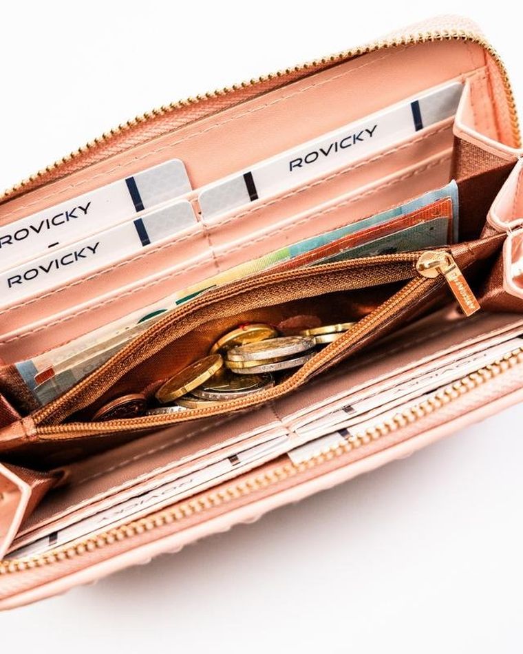 Portfel, różowy, skóra ekologiczna, Rovicky