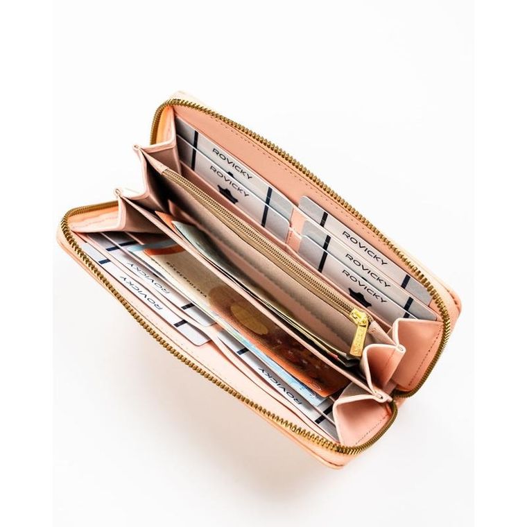 Portfel, różowy, skóra ekologiczna, Rovicky