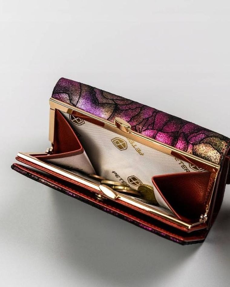 Portfel, różowy, skórzany, Peterson