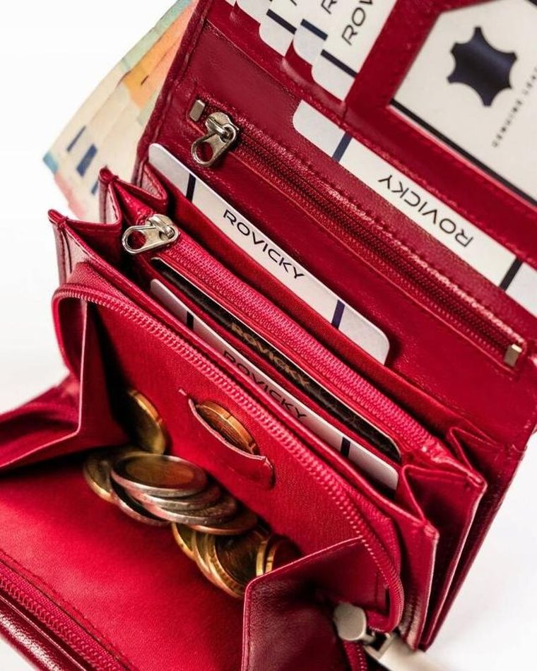 Portfel, różowy, skórzany, RFID, Rovicky