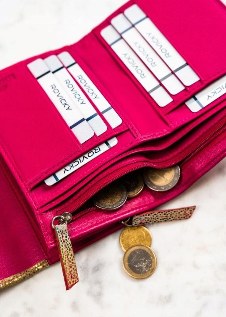 Portfel, różowy, skórzany, Rovicky
