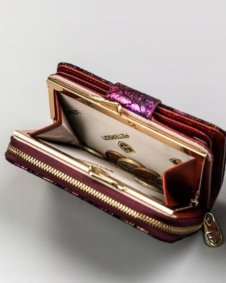 Portfel, skórzany, różowy, Peterson