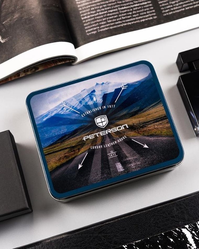 Portfel sportowy, czarny, skórzany, Peterson